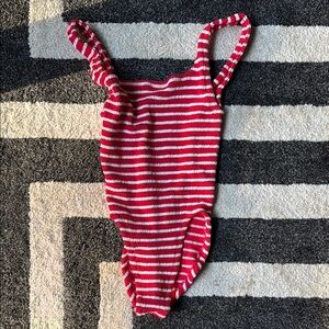 COPY - NWT Hunza G Red and White Candy Striped One Piece